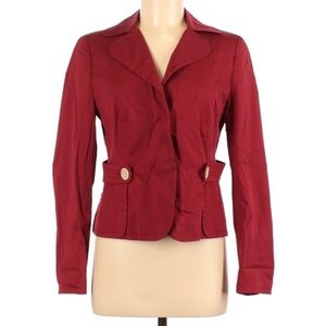 Akris Punto Red Button Down Partial-Lined Blazer